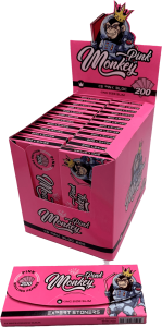 Display de 50 libritos de papel Monkey King Pink King Size Slim de arroz teñido vegetal
