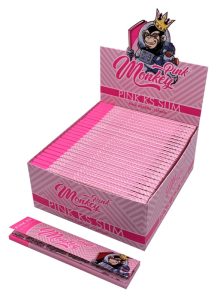 Display de 50 libritos de papel Monkey King Pink King Size Slim de arroz, teñido vegetal