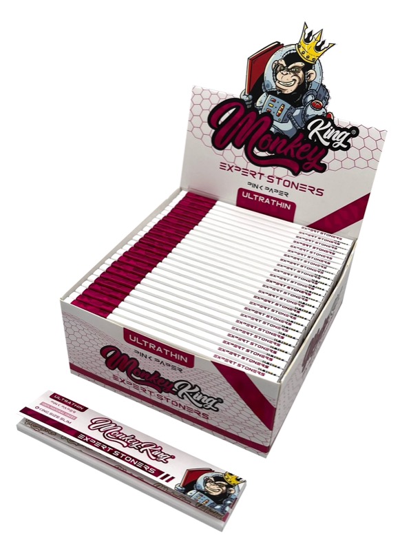 Display de 50 libritos de papel Monkey King Pink King Size Slim de arroz, teñido vegetal (vista 2)