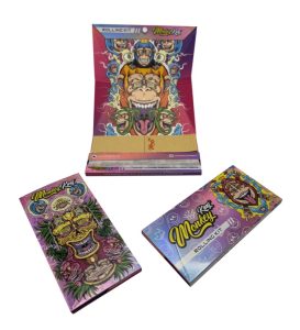 Display de 24 libritos Monkey King Rolling Kit magnético King Size Slim Trymix + Tips unbleached