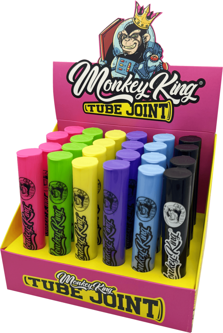 Display de 24 tubos para porros de colores Monkey King para Clubes Sociales de Cannabis