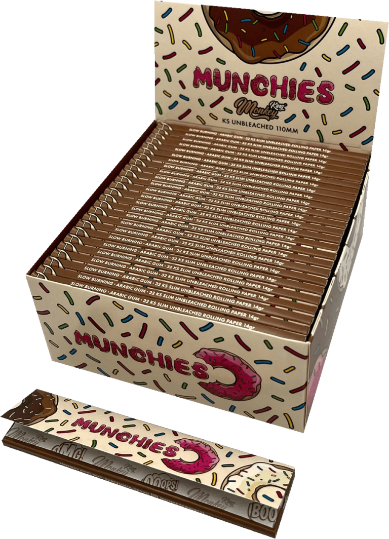 Display de 50 libritos de papel Munchies King Size unbleached de cáñamo