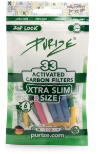 Bolsa resellable de 33 filtros Purize XTRA Slim multicolor de carbón activo