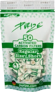 Bolsa resellable de 50 filtros Purize Regular Size Short blancos de carbón activo