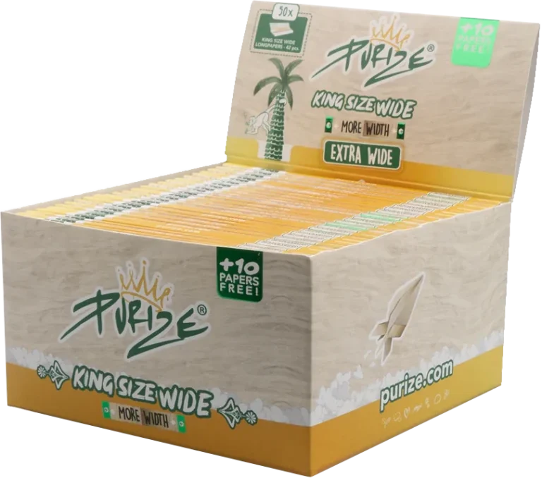 Display de 50 libritos Purize King Size Wide de papel de arroz blanco